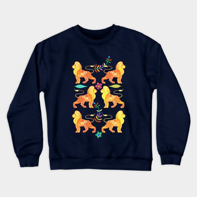 Paper Print Lions Crewneck Sweatshirt by nocturne-design